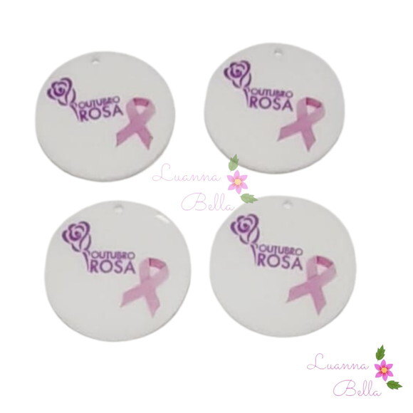 Medalha em U.V. Outubro Rosa - pcts c/4 unds
