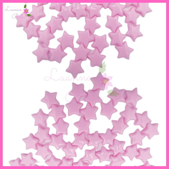 Missanga estrela rosa c/ furo passante - Pct c/70 unids