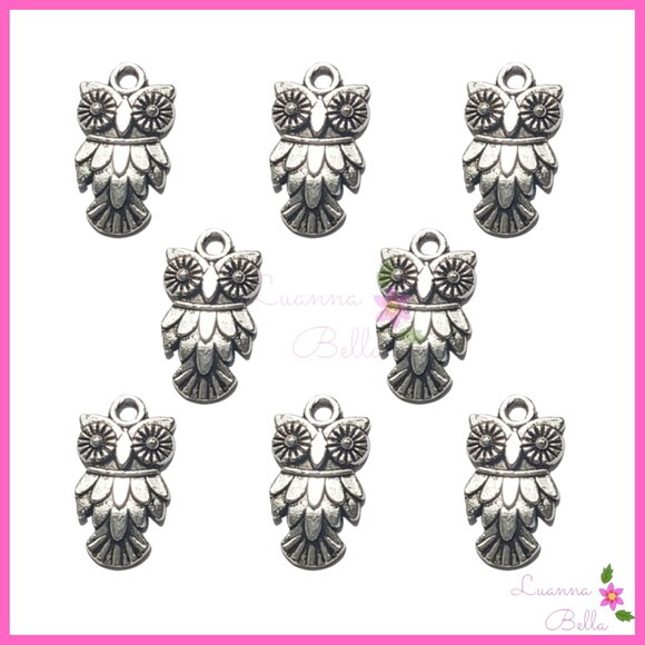 Pingente de Coruja de Metal Prata - pct c/10 unid