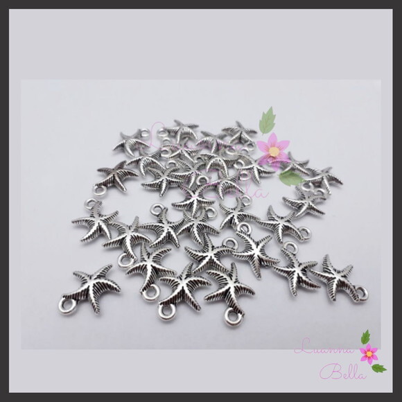 Pingente de Metal Estrela do Mar na cor Prata - Pct c/14 und