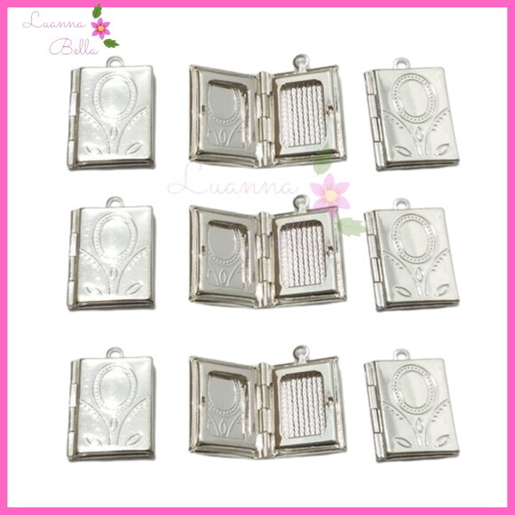 Pingente de Metal Prata Modelo Relicário -Pct c/7 unds