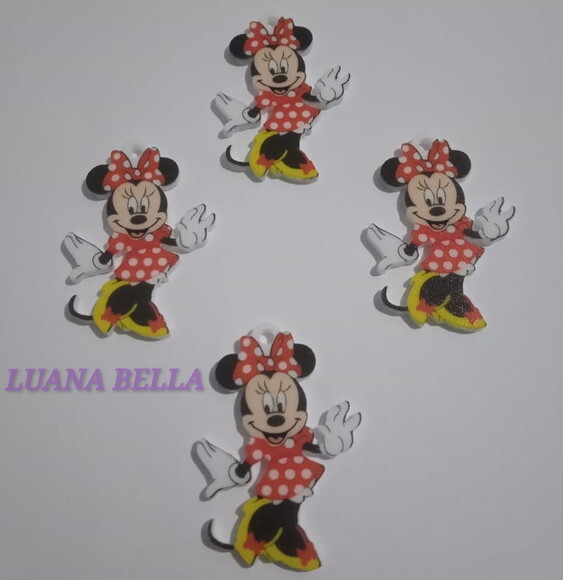 Pingente em acrílico U.V da Minnie - pct c/ 6 unidades