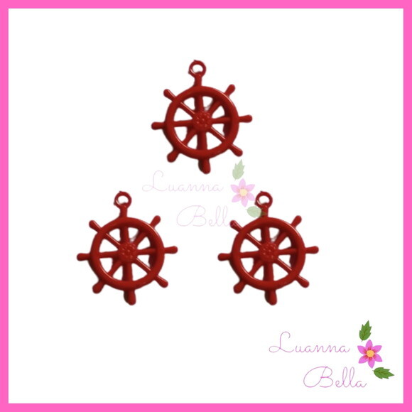 Pingente Leme vermelho de Acrílico - Pct c/30 undadess