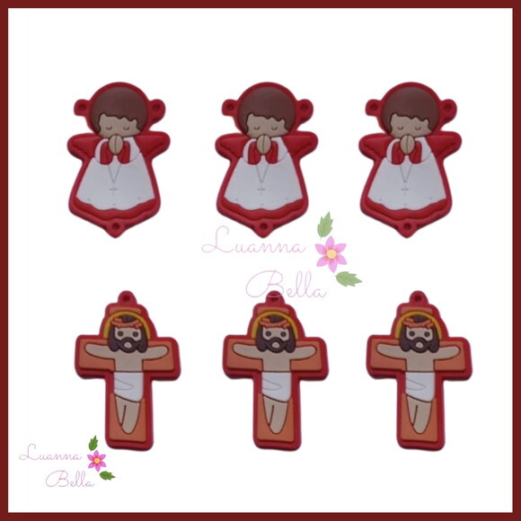 Pingentes Emborrachados Jesus e Anjo - pcts c/4 unds