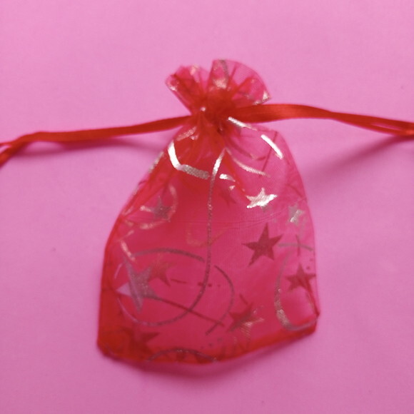 Saquinho Organza Cristal Vermelho Borboleta Fita 8x12cm