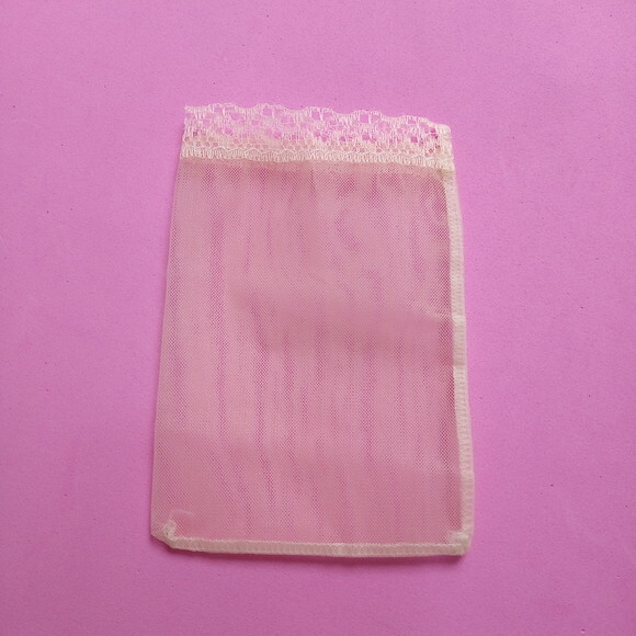 Saquinho Organza Tunil com Renda Rosa 9x13cm