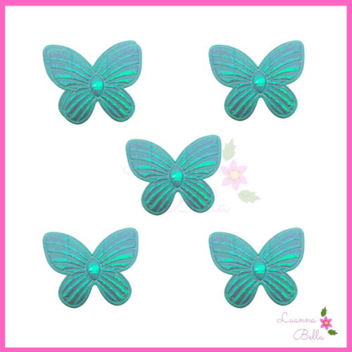 Aplique Borboleta azul em tecido - Pct c/10 unds