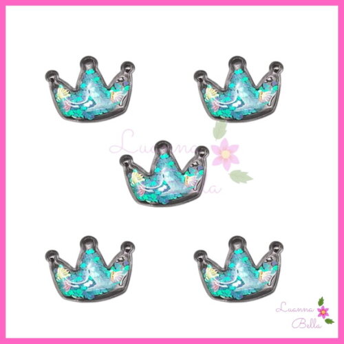 Aplique Coroa Com Enchimento Azul - Pct c/4 unds