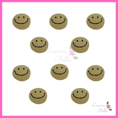 Aplique Carinha Feliz Amarela de resina - Pct c/ 7 unidades