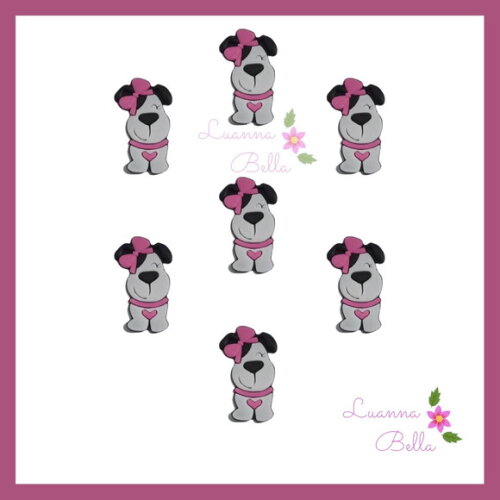 Aplique Emborrachado Cachorrinha - Pct c/7unds