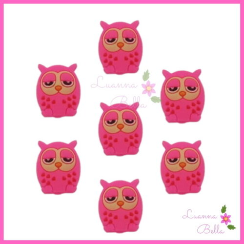 Aplique Emborrachado Coruja Rosa - pcts c/7unds