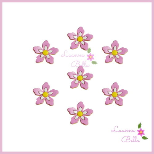 Aplique Emborrachado Modelo Florzinha Rosa - pcts c/7unds