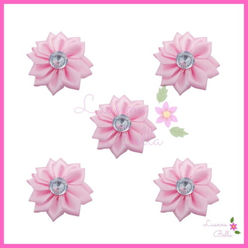 Aplique Flor c/stress Rosa de tecido - Pct c/12 unds