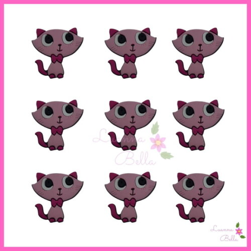 Aplique Gatinha Emborrachado - Pct c/7unds