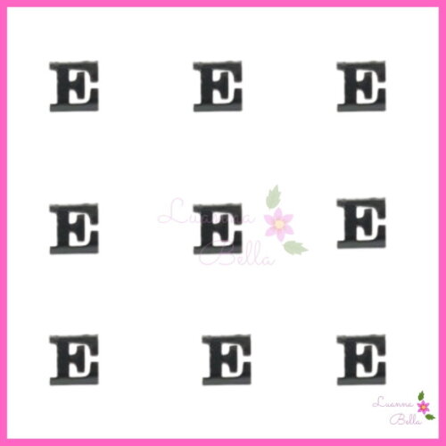 Aplique Letra "E" de Acrílico Preto - Pct c/ 8 unidades