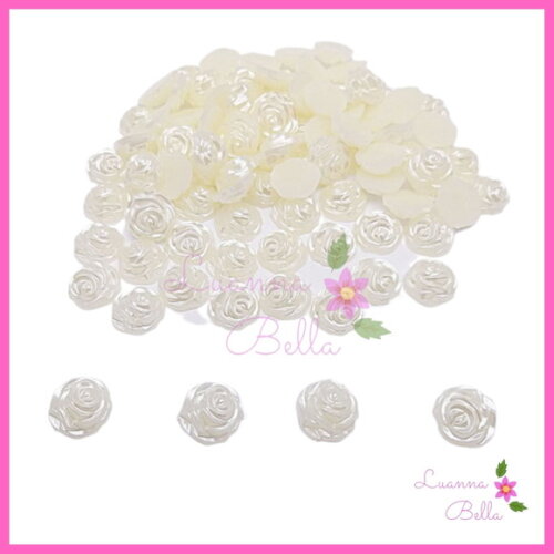 Aplique Meia Pérola Flor Champagne - Pct c/ 65 unidades