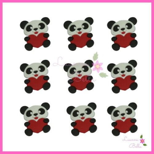 Aplique Panda c/coração emborrachado - Pcts c/7 unds