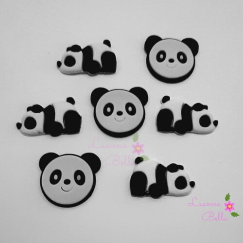 Apliques Emborrachados Modelos Panda - pct c/7 unidades