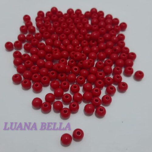 Bolinha Acrilica Vermelha - 6mm - pct c/200 unidades