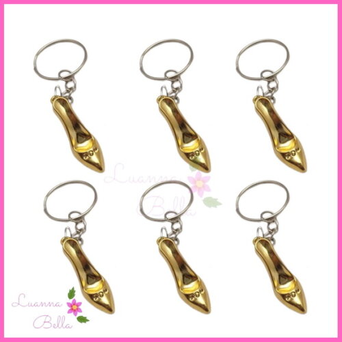 Chaveiro de sapatinho em ABS dourado -pct c/6unids