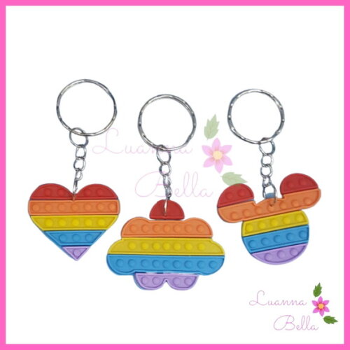 Chaveiro Emborrachados Variados Pop It Fid Stoy -Pct c/6unds