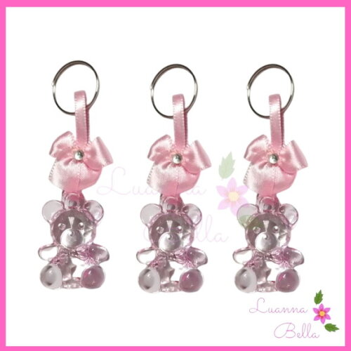 Chaveiro Mini Ursinho de acrílico c/lacinho -Pct c/5 unids
