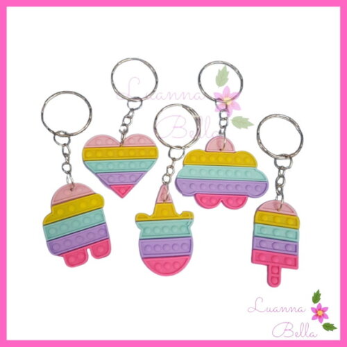 Chaveiro Pop It Variados Emborrachados -pct C/5unds