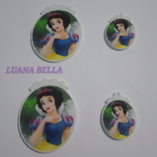 Kit Aplique e Ping em acrílico Branca de Neve -pct c/3 Kits