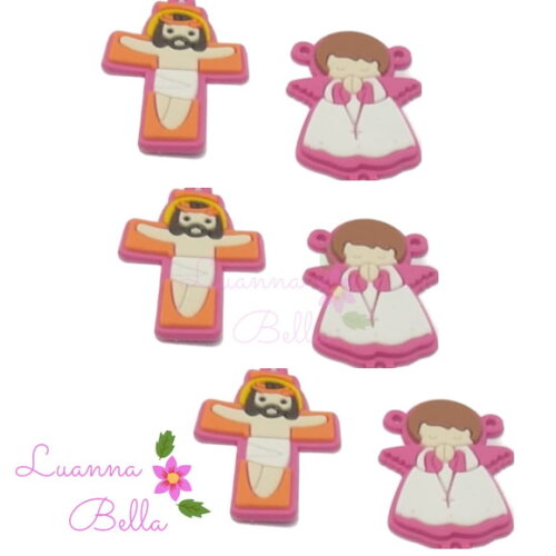 Kit Emborrachado Jesus Crucificado e Anjo Pink-Pct c/ 6Unds