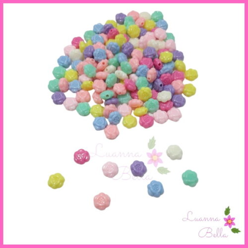 Miçangas Mini Florzinha Coloridas - Pct c/100 unids