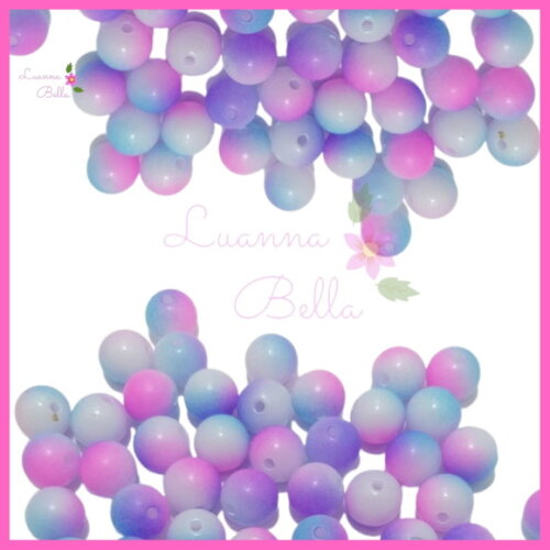Missanga Bolinha Acrílica Tie Dye - Pct c/65 unidades
