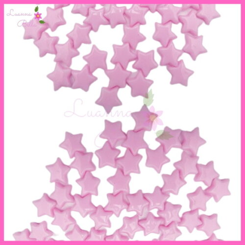 Missanga estrela rosa c/ furo passante - Pct c/70 unids