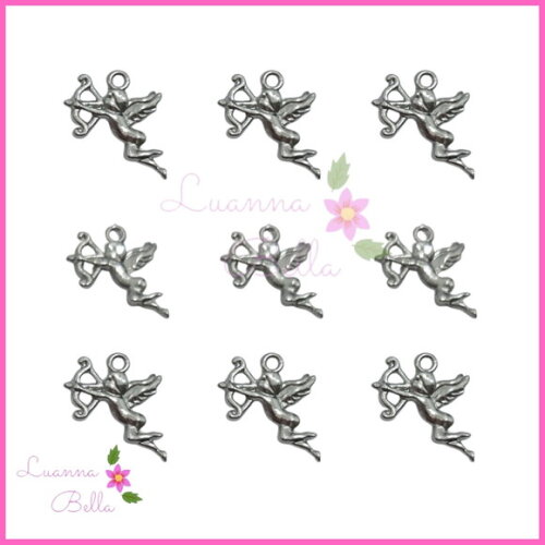 Pingente Anjinho de metal prateado - Pct c/ 10 unds