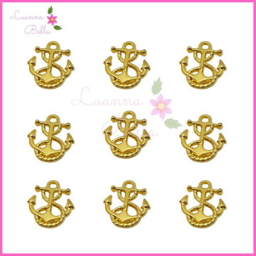 Pingente Âncora de Metal Dourado - Pct c/12 Unidades