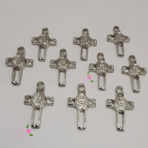 Pingente Crucifixo de Metal Prata - pacts c/10 unds