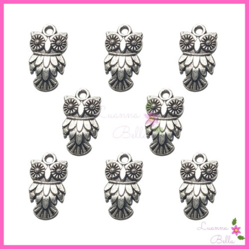 Pingente de Coruja de Metal Prata - pct c/10 unid
