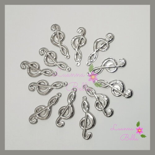 Pingente De Metal Clave de sol Prata - pacts c/12 unds