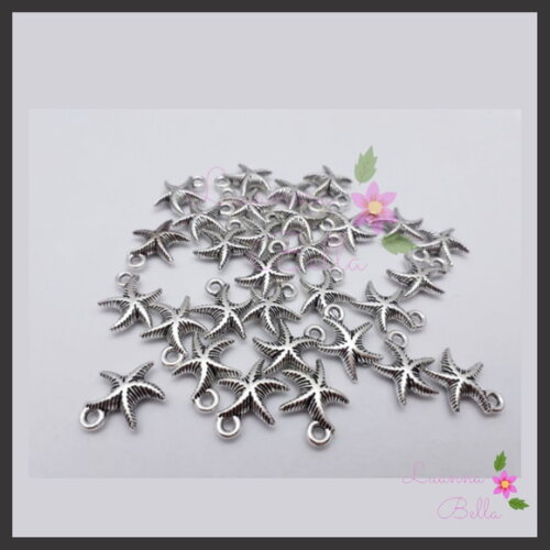Pingente de Metal Estrela do Mar na cor Prata - Pct c/14 und