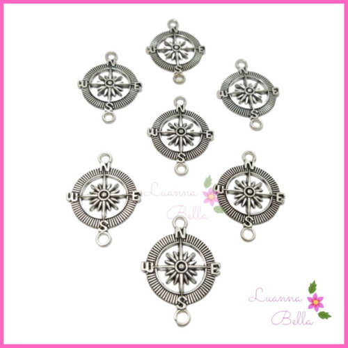 Pingente de Metal Prata Modelo Bússola - Pct c/10 unds