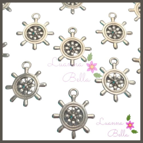 Pingente Leme Metal Prata -Pct 12 Unidades