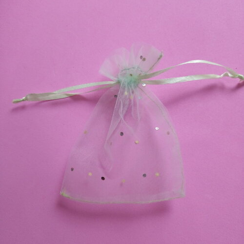 Saquinho Organza Cristal Amarelo Ouro com Fita 8X13cm