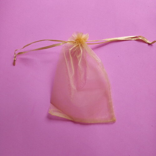Saquinho Organza Cristal Amarelo Ouro com Fita 10x15cm