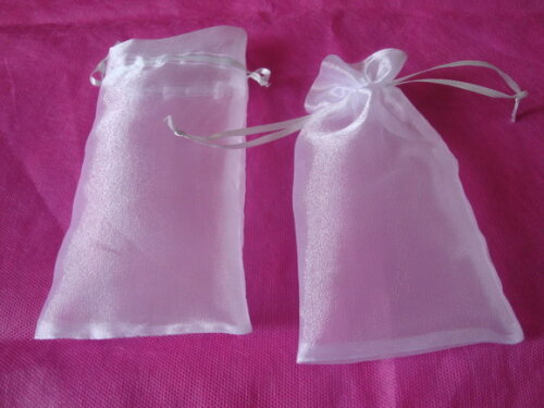 Saquinho Organza Cristal Azul com Fita 7x10cm
