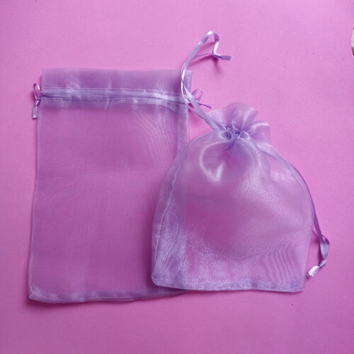 Saquinho Organza Cristal Lilás com Fita 11x17cm