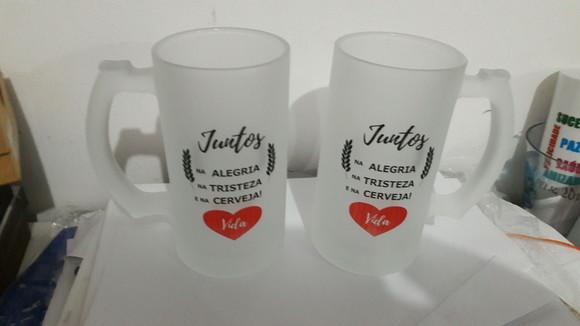 Caneca chop vidro - presente casal