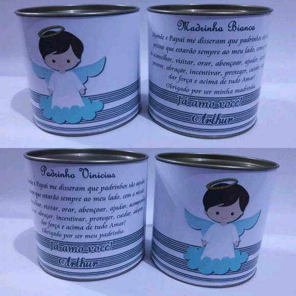 Caneca convite padrinhos batismo