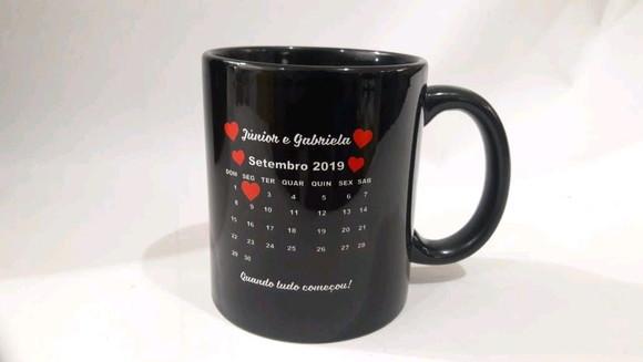 Caneca e almofada calendario _ presente dia dos mamorados