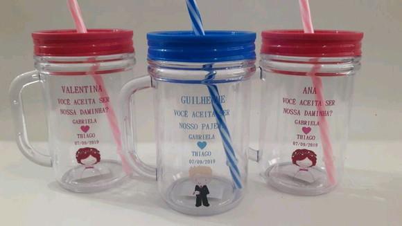 Caneca mason _ convite daminha e pajem