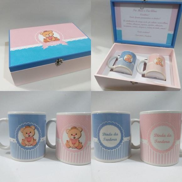 Convite Padrinhos Batismo_ Rosa e Azul