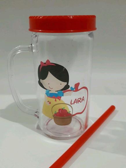 Copo com canudo _ 200ml branca de nev